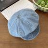 Newsboy Octagonal Cap Vintage Peaked Hat Korean Washed Denim Beret  Outdoor