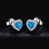 Created Blue Opal 925 Sterling Silver Stud Earrings for Woman Trendy Fine Jewelry Fashion Party Gift
