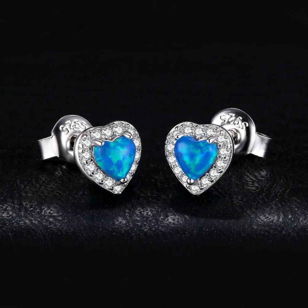 Created Blue Opal 925 Sterling Silver Stud Earrings for Woman Trendy Fine Jewelry Fashion Party Gift