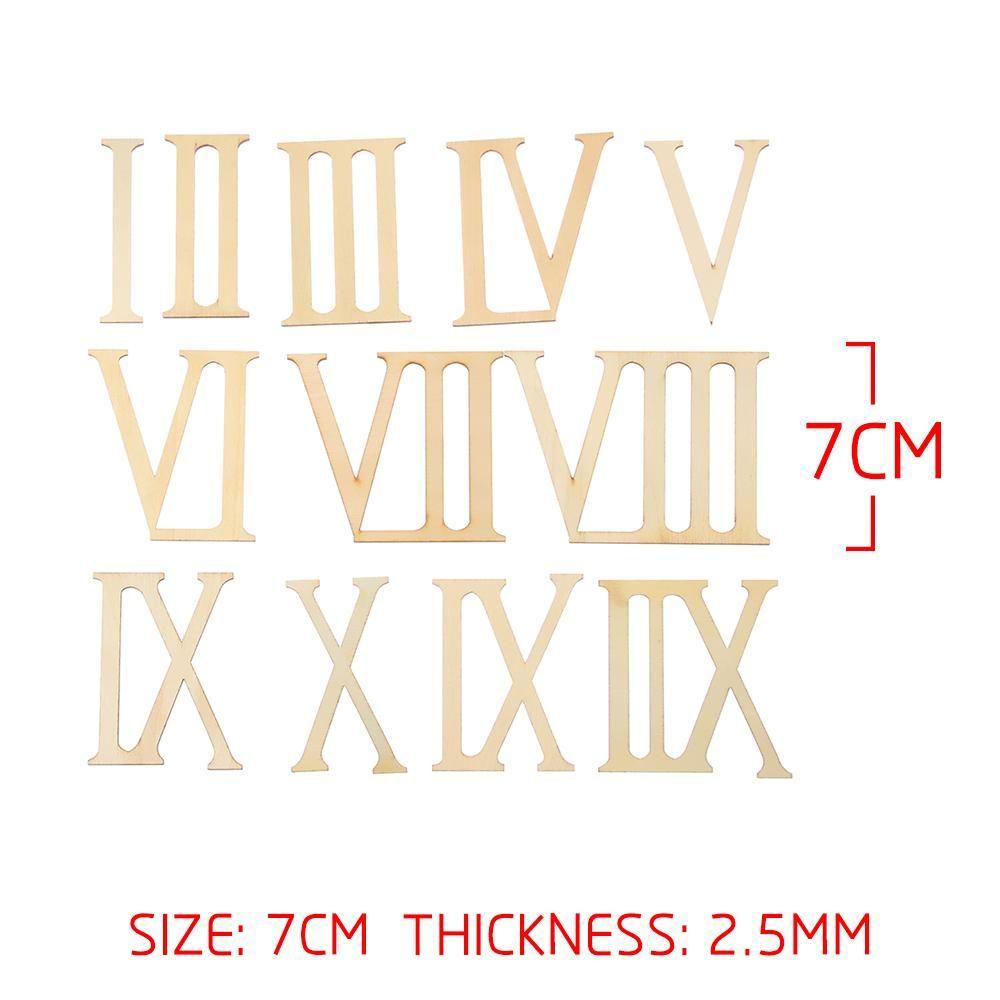 12pcs/set Home & Garden Home Decorations Laser Cut Wooden Roman Numerals Wood Chip Clock Accessories