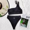 High Waist Bikini Set Hollow Out Bikini Bandage Swimsuit Female Sexy Swimwear Black Bathing Suit Biquini Sexy Swimming Beachwear EMA