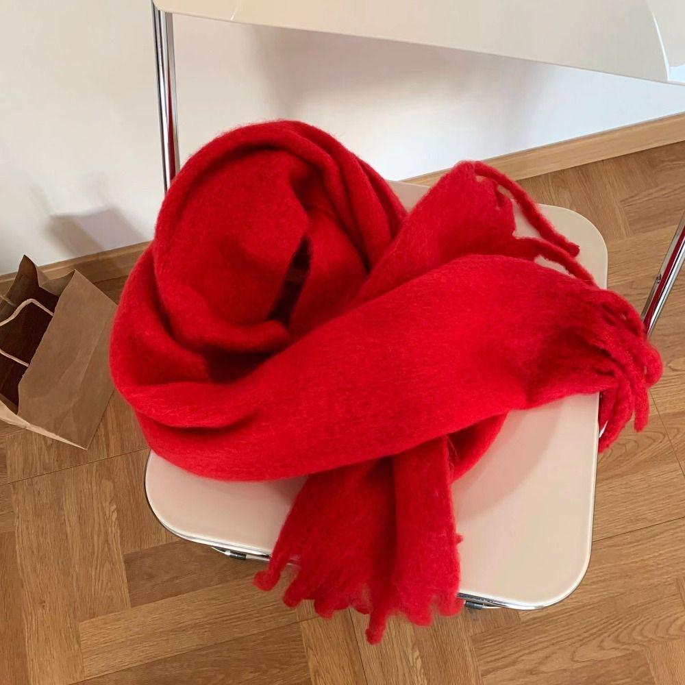 Solid Color Winter Cashmere Scarf Warm Fringed Shawls Wrap Long Tassel Scarves Girls