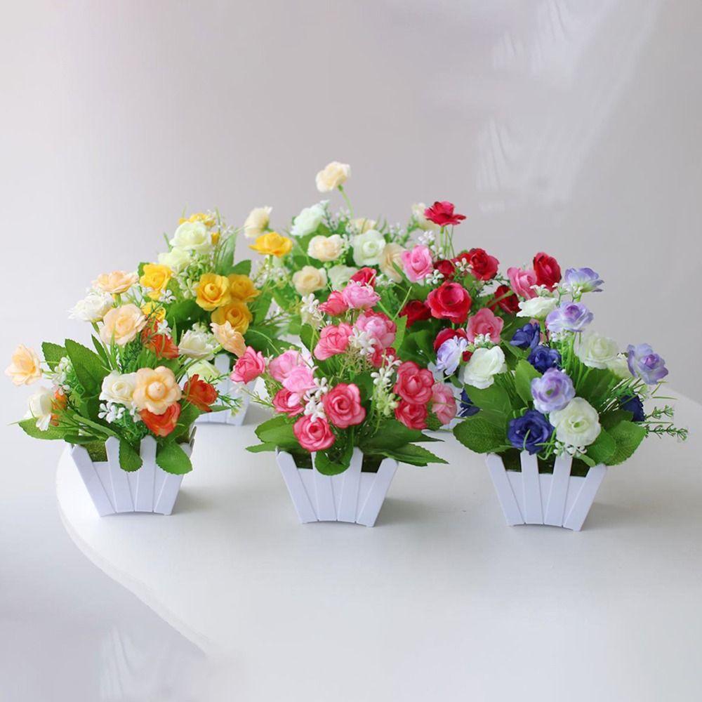 Fence Artificial Potted Flowers Simulation Bonsai New Plastic Fake Flower Living Room Ornaments