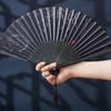 Bamboo Folding Fan Silk Chinese Fan Hand Women Black Fan Summer Female Dance Home Decoration Party Gift Home Ornament Fan Black