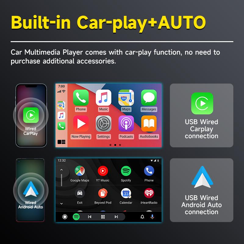 7-дюймовый автомобильный радиоприемник 1 Din MP5 Carplay Android Auto HD Autoradio Multimedia Player Car Stereo Bluetooth USB FM Universal NO 2Din