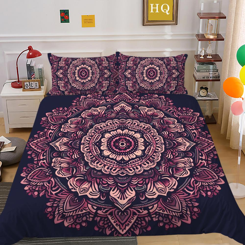 Mandala Printed Bedspreads Twin Size Microfiber Bedding Cover Cool Boy Fashion Duvet Cover Set Bedroom Decor