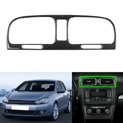 Накладка на центральный воздухозаборник из углеродного волокна для Volkswagen VW Golf 6 MK6 GTI 2008-2012, молдинги интерьера