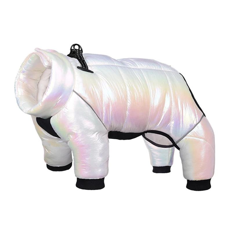 Зимний пуховик для собак, водонепроницаемая одежда для собак для маленьких собак, комбинезон со встроенным воротником для щенков, светоотражающее пальто для домашних животных, французский бульдог