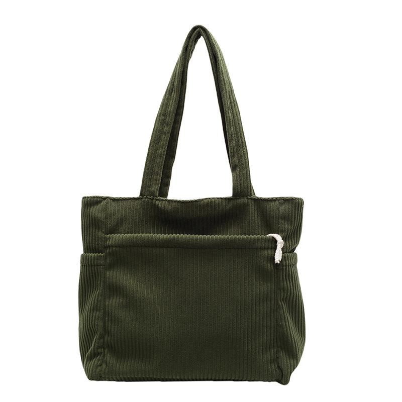 Большая вместительная сумка-тоут, однотонная женская вельветовая сумка через плечо, сумка через подмышку