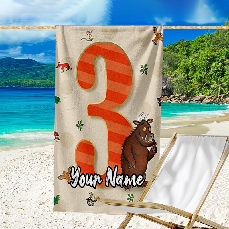 Custom Name Ultra-Soft Beach Towel with The Gruffalo Theme,Ideal for Pool - Camping, Diving - Perfect Travel Essential, Vibrant Beach Towel.