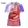 Fashion New Printing Human Organs and Bones Men's T-shirt Casual Short Sleeved Round Neck Harajuku Large Comfortable
