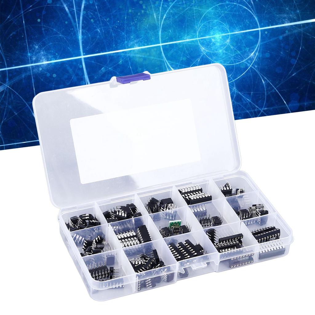 150 шт. 10 типов интегральных микросхем с плоскими штыревыми микросхемами, набор адаптеров для гнезда микросхемы