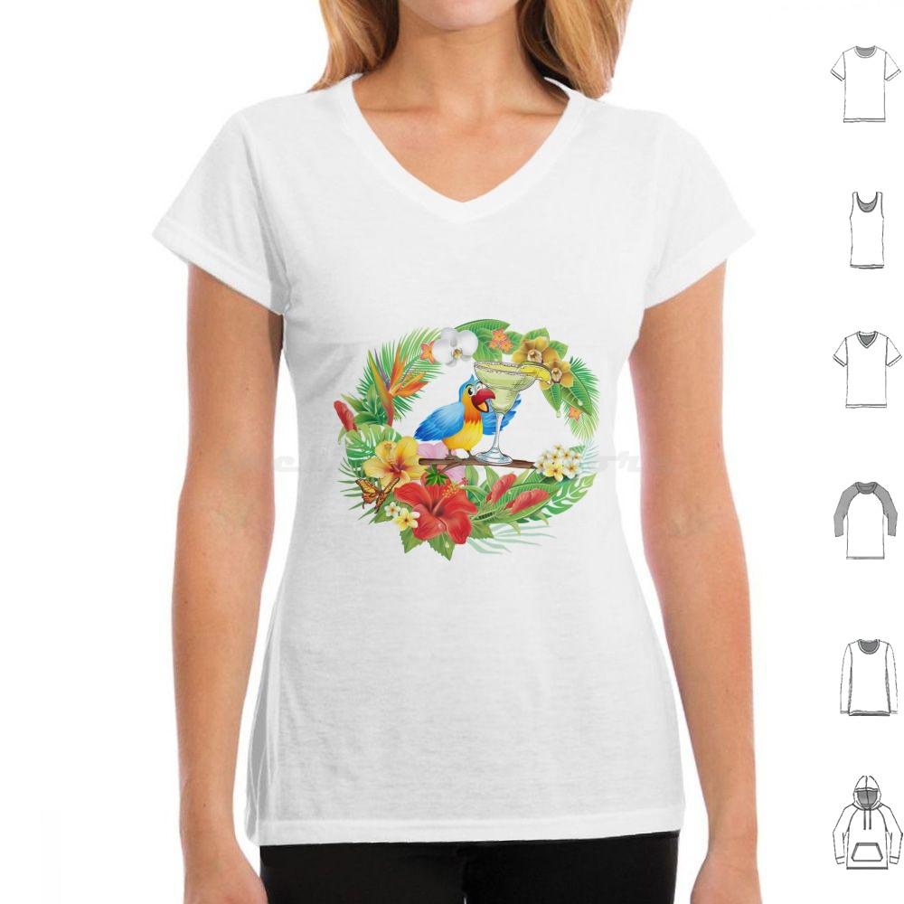 Parrot With A Margarita T Shirt Men Women Kids 6xl Parrothead Buffett Shark Tropical Volcano Parrot Margaritaville Beach