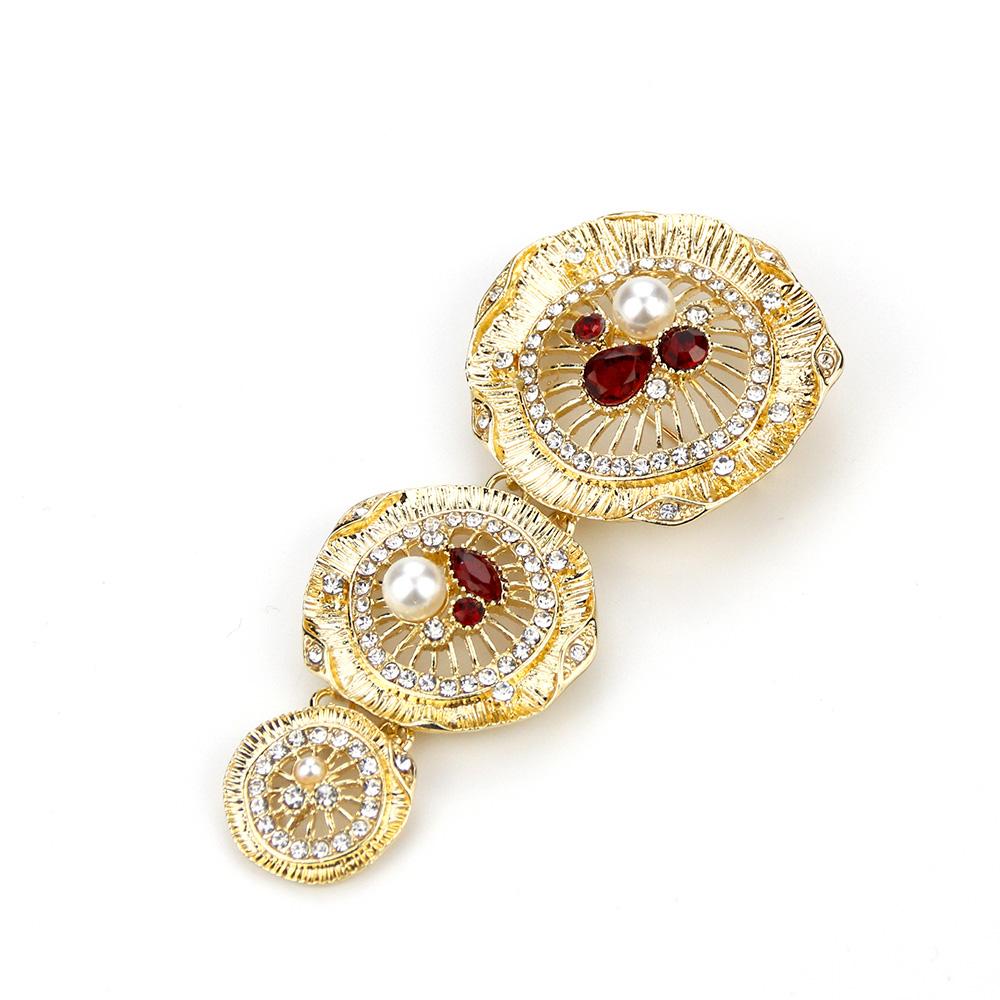 Gold Color Pearl Brooch Ladies Brooch Hijab Brooch Long Flower Wedding Jewelry Gift