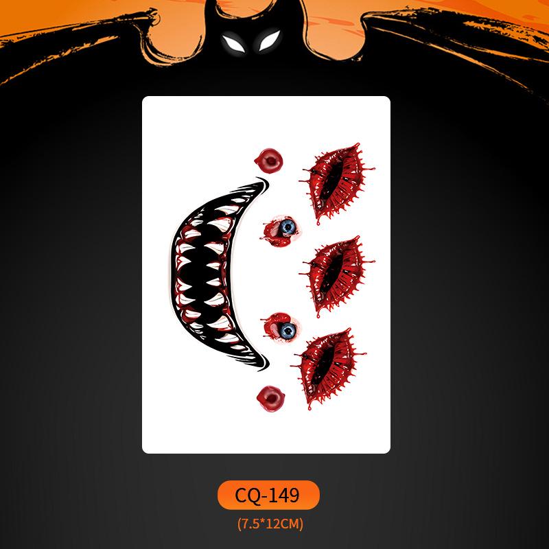 2024 Новые Хэллоуин Страшные Наклейки Татуировки Лица с Большим Ртом - Смешные, Водонепроницаемые, Цветной Вечерний Макияж