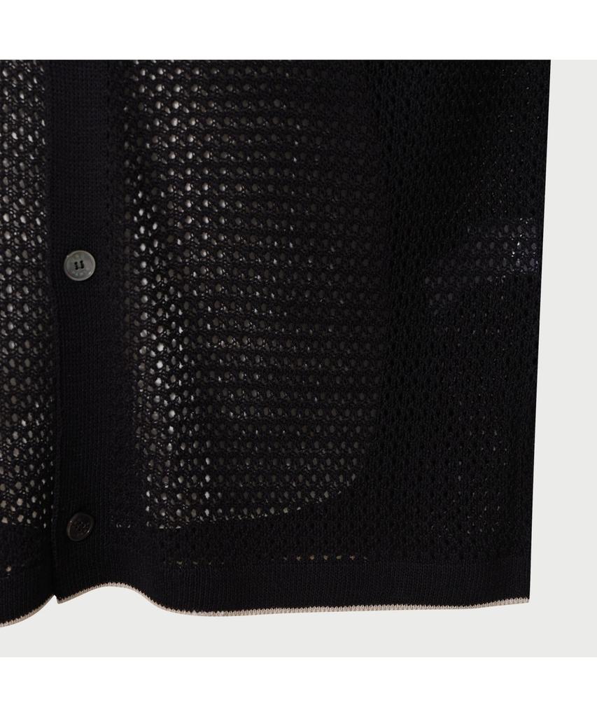 IRO Breeze Tip Contrast Short Sleeve Round Knit - Black