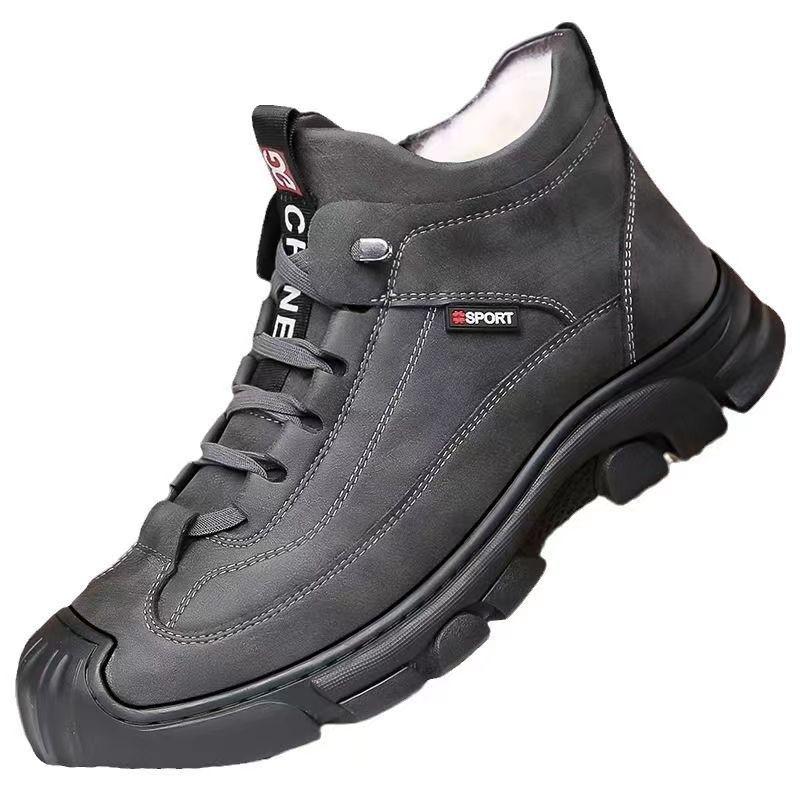 Зимние ботинки 2024 года, новые зимние бархатные теплые ботинки Martin, мужские ботинки, мягкая кожа, короткие волосы, высокие мужские туфли, хлопковая обувь