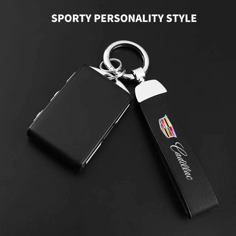 Car Logo Metal PU Leather Car Keychain Ring Auto Accessories For Cadillac Logo Escalade CTS ATS SRX XTS XT5 STS CT5 CT6 BLS XLR