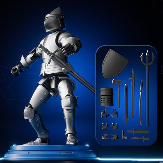 Armor Knight Action Figure with Accessories Movable Joints 3D Printed Medieval Warrior Soldier Model Toy Stress Relief Articulated Dummy Decoration