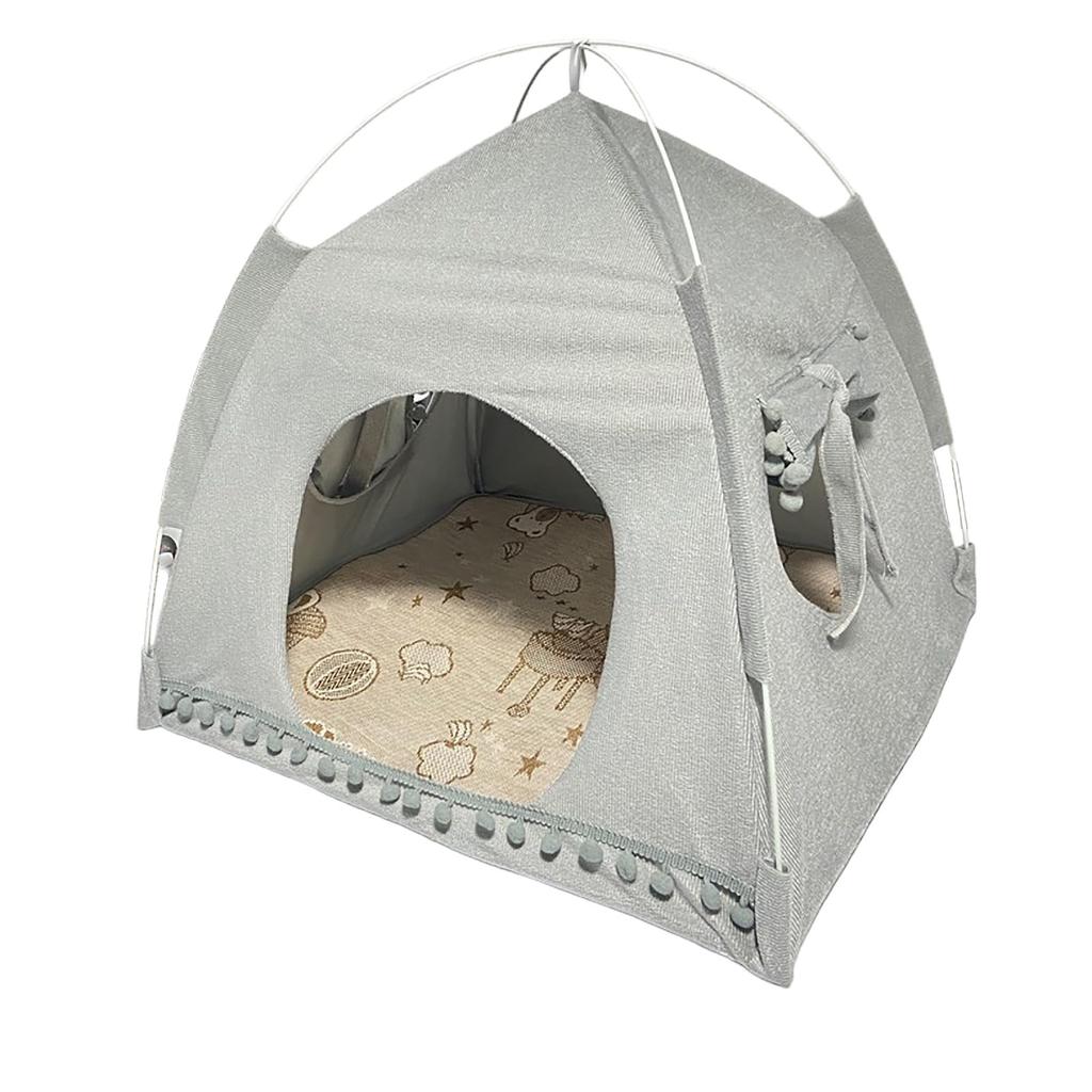CAWKAY Pet Bed, Pet Tent, Cat/Dog House, Bedding, Cushion, Sofa, Durable, Breathable, Rest Area, Foldable, Washable (Gray, Medium)