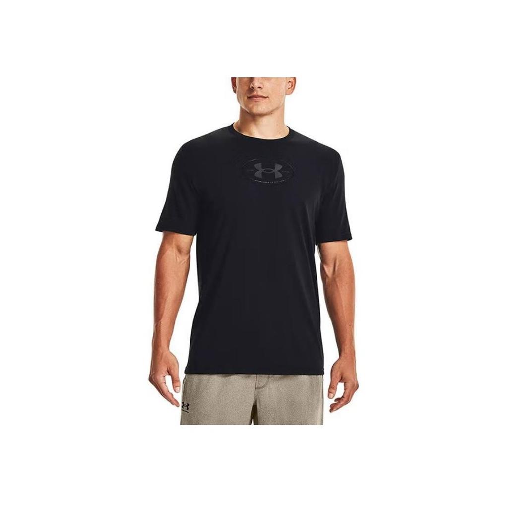 Under Armour Футболка с коротким рукавом с вышитым логотипом Мужские топы Черные 1371264-001