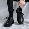 Korean Version of Big Head Leather Shoes Men's 2024 Summer New Teenagers Wear Breathable Tooling Shoes Casual Lace-up Small Black Shoes