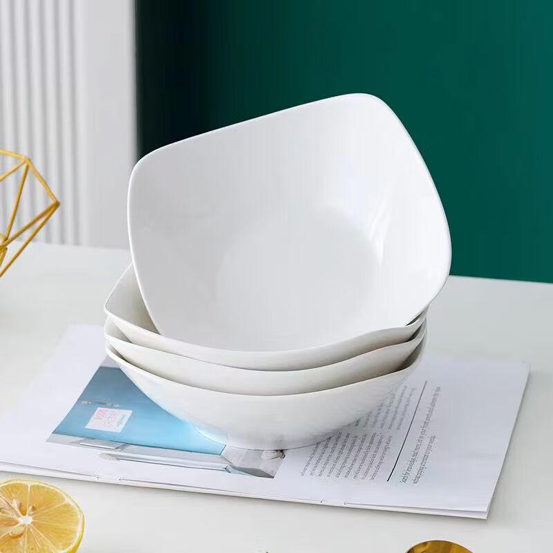 Simple Pure White 8-inch Square Ceramic Plate