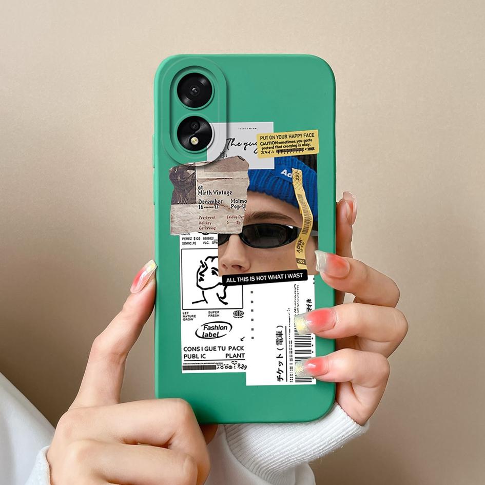 Чехол для OPPO A38 A58 A78 Realme 11 Pro Plus A2 A79, модная задняя крышка, матовая жидкая силиконовая защитная пленка для экрана для мальчиков и девочек, чехол для телефона OPPO Shell
