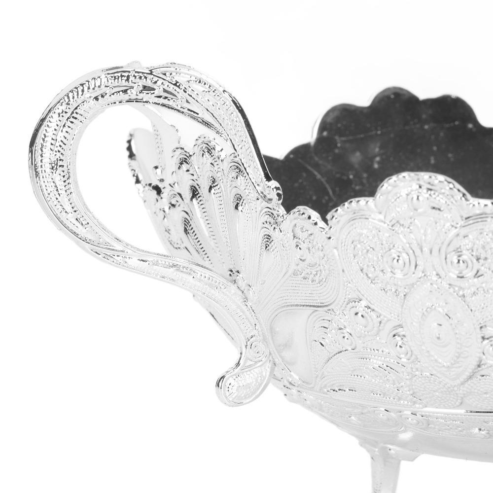 Peacock Alloy Serving Bowl Silver Quadrate Fruit Bowl Kitchen Countertops