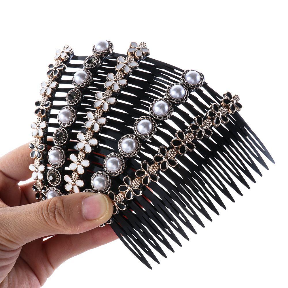 Модные головные уборы Аксессуары для волос Стразы Пуговицы Заколка для волос Вставленная расческа для волос Челка Шпильки