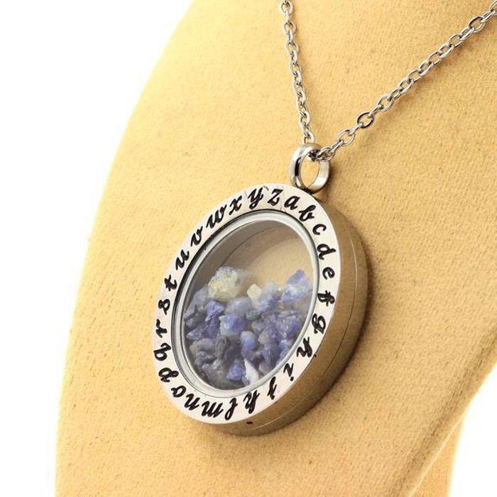 Stones and Minerals. Raw Benitoite Necklace. Alphabet Model.