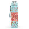 1PC Good Vibes Only Retro Floral Lettering Print 750ml Color Plastic Sports Water Bottle Leakproof Flip Straw Lid Suitable for Sports Office Home Use