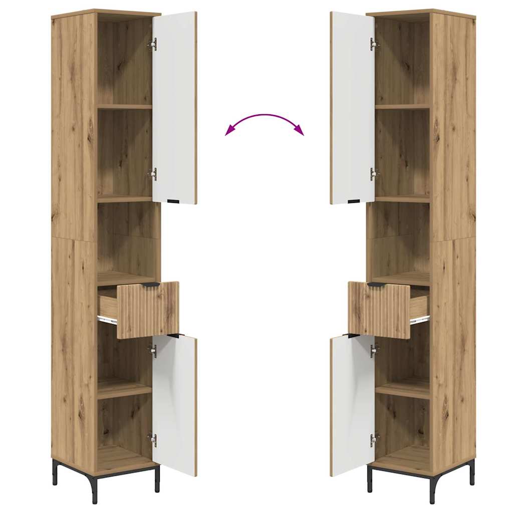 Bathroom Cabinet with Storage Artisan Oak Finish 31.5 x 33 x 190 cm