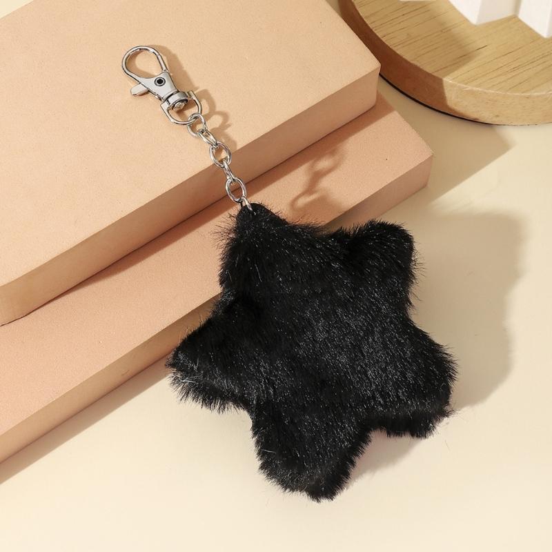 Милый плюшевый брелок в виде пятиконечной звезды, мягкий брелок с украшением, милые подвески для кошелька, сумки, рюкзака, дамской сумочки