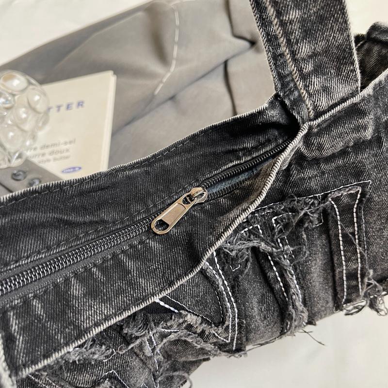 Джинсовая сумка-тоут, женская сумка через плечо с буквенным принтом, большая вместительная портативная сумка через плечо