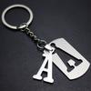Stainless Steel Keychain Letter Pendant 26 English Letter Accessories Frosted Hollow Keychain Bag Hanging Decor Splicing Detachable Ring
