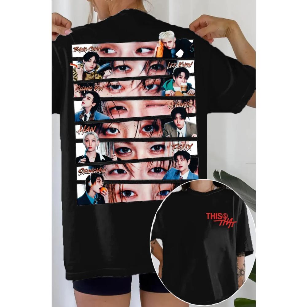 2026 Лето Горячая Распродажа Stray Kids THIS&THAT Двусторонний Принт Футболка Y2K Мужская Женская Повседневная Футболка Хип-Хоп Уличная Одежда Оверсайз Футболка