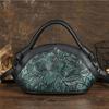 Retro Hand Painted Genuine Leather Embossed Women Bag Versatile Cowhide Shoulder & Crossbody Bags