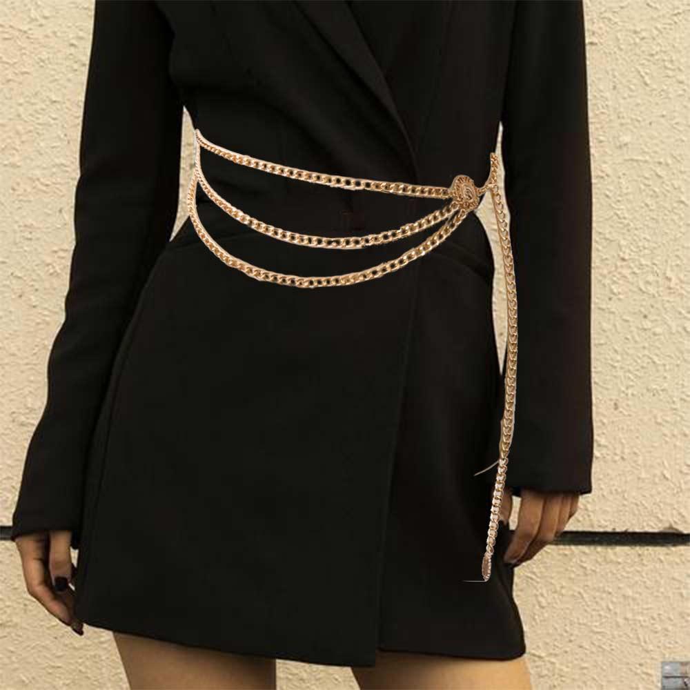 Clothes Decoration Zinc Zinc Alloy Chains Adjustable Aluminum Chain Waist Chain Women Body Chain Metal Belts