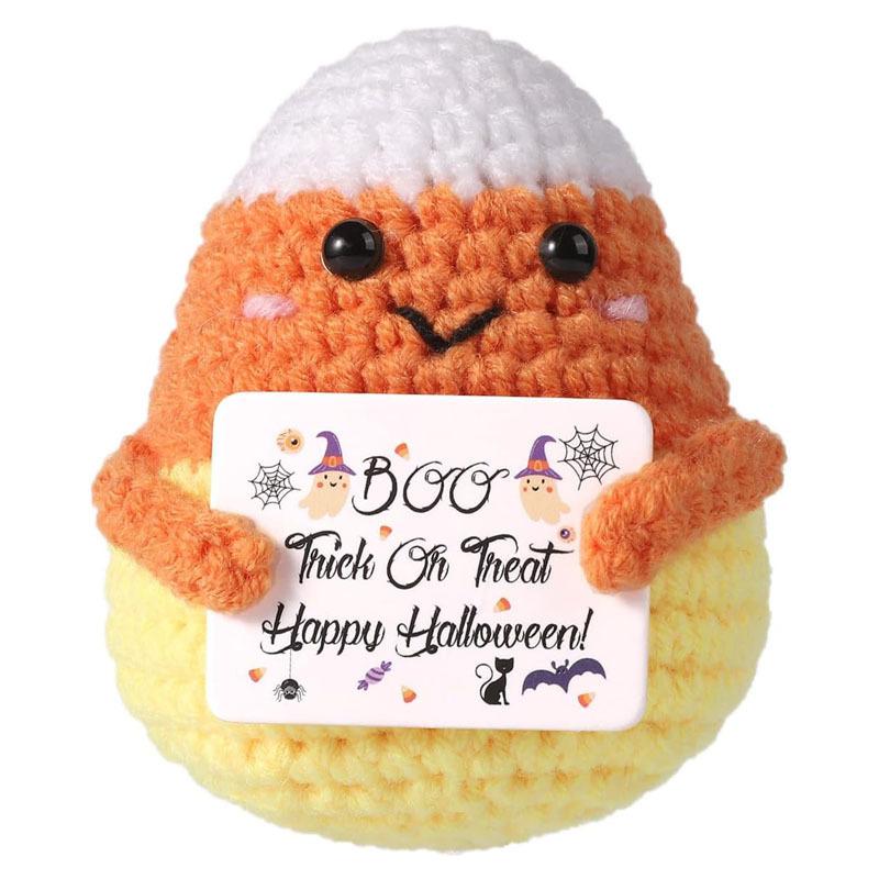 Хэллоуинский вязаный крючком скелет ручной работы с позитивной открыткой Домашнее украшение на Хэллоуин Забавная вязаная кукла Череп Смерти Декор