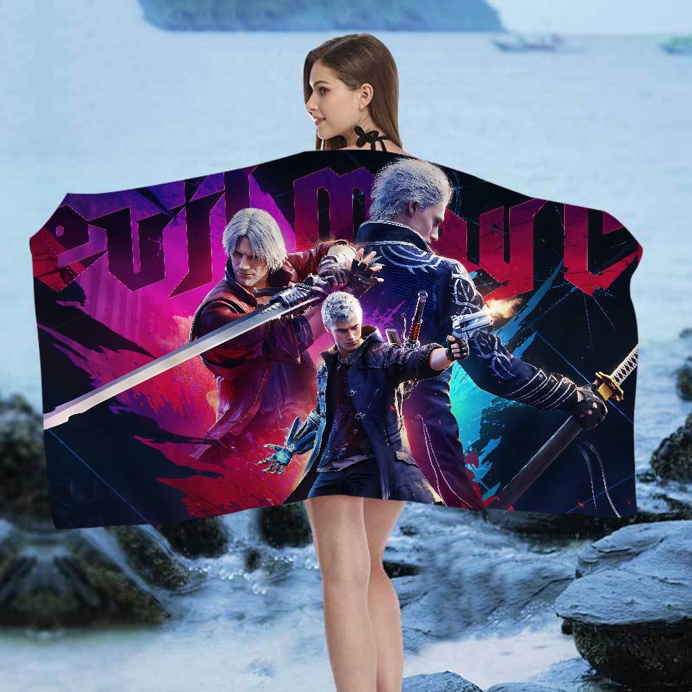 Game D-Devil M-May C-Cry Microfiber Printed Beach Towel Mountain Climbing Yoga Beach Swimming Running Absorbent Soft Towel