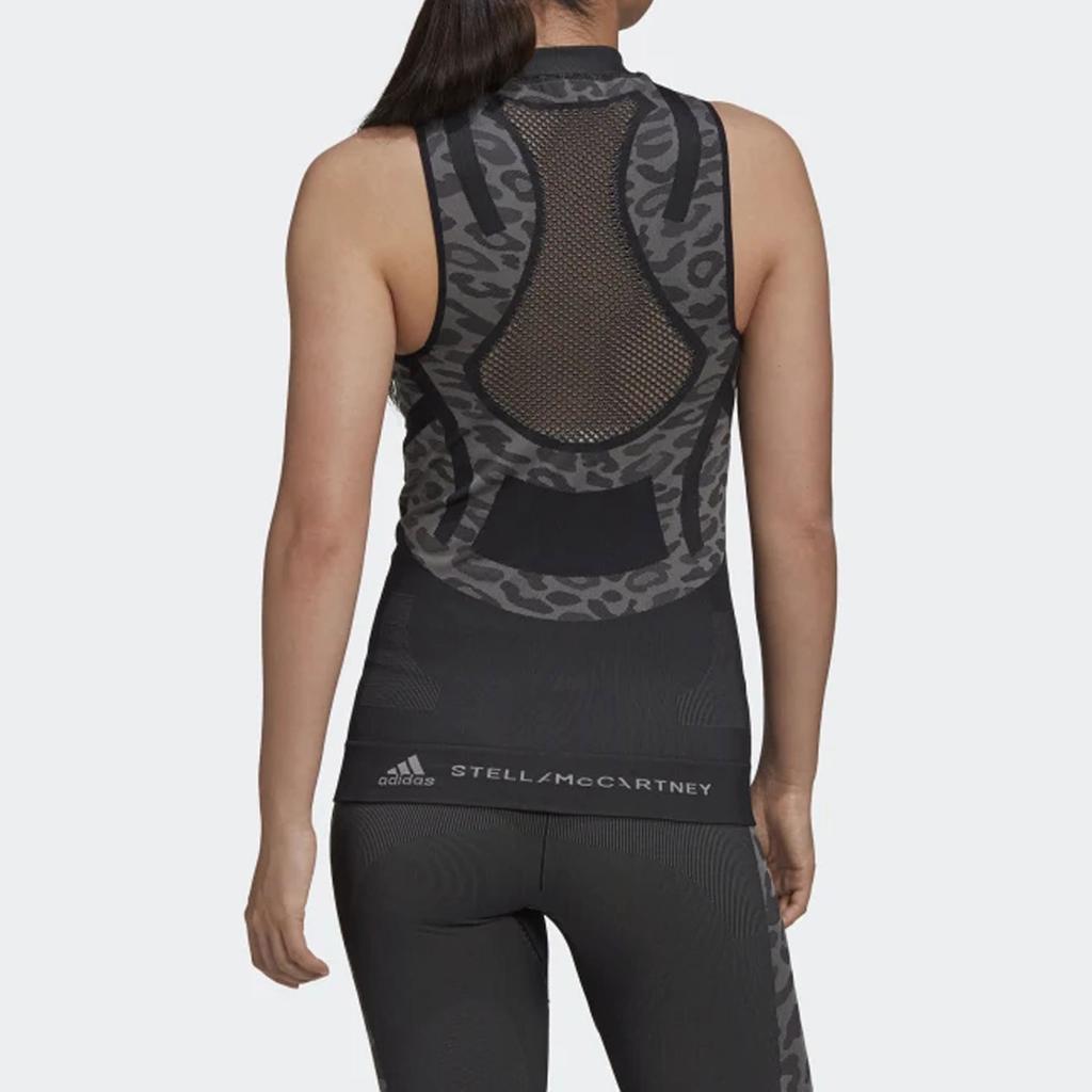 Adidas X Stella McCartney Collaboration Леопардовый принт без рукавов тренировочный дышащий топ женские топы черный FR9007