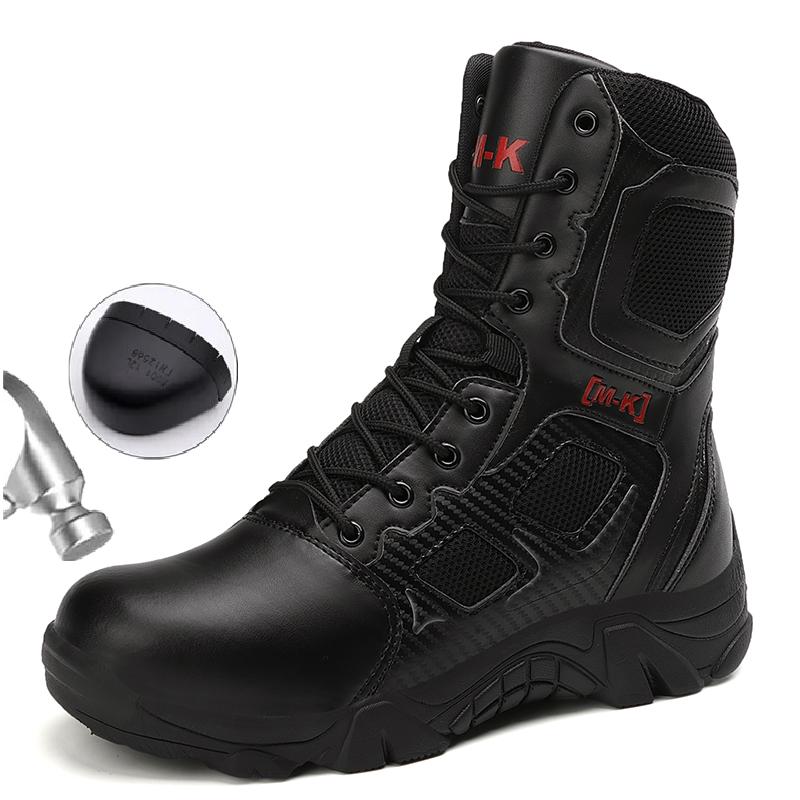 Men Boots Waterproof Safety Shoes Security Steel Toe Cap Men's Boots Working Steel Toe Anti-Smashing Men's Work Boots Size 47