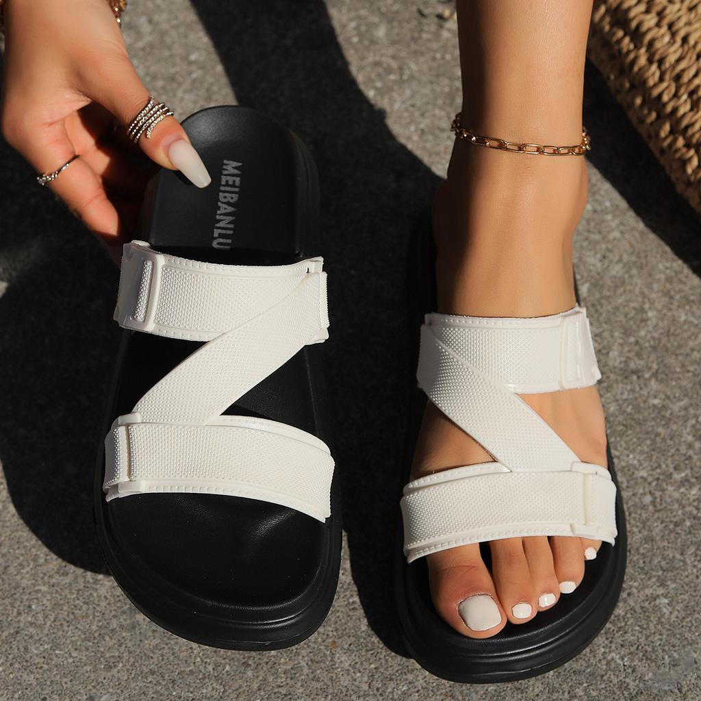 Женские туфли на платформе, высокие каблуки, летняя обувь с плоской подошвой, новые повседневные босоножки на каблуке, шлепанцы для женщин, шлепанцы для отдыха на открытом воздухе Mujer