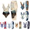 1 Set Women Monokini Printed Strap Backless Vintage Retro Pool Wearing