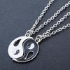 2 Pcs Black White Yin Yang Hollow Pendant Necklace Couple Sister Friend Jewelry ARI