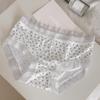 Нижнее белье для девочек со средней талией, сладкие цветочные кружевные трусики из чистого хлопка с промежностью, дышащие трусики с бантом