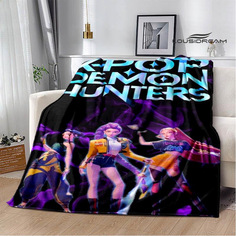 KPop Demon Hunters Cartoon printed blanket Picnic blanket Warm Flannel blankets Home bed linings blankets for beds Birthday Gift
