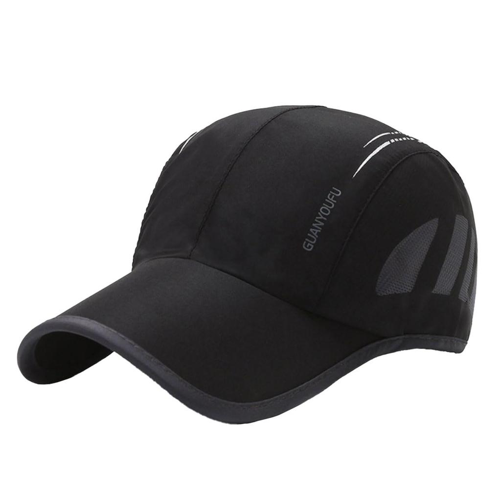 Cap Hat Mesh UV Protection Trendy Sports Simple Men Women CZA087 [White Fang] (Black)