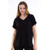 Women's Black Plus Size V-neck Oversize Basic T-shirt